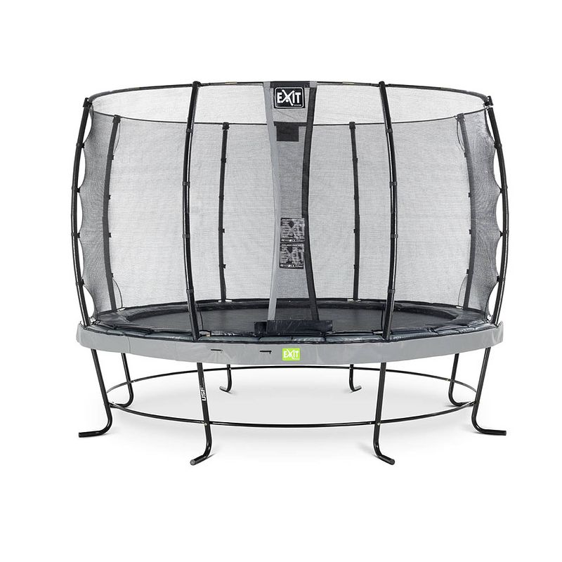 Foto van Exit elegant trampoline met veiligheidsnet economy rond - 366 cm - grijs