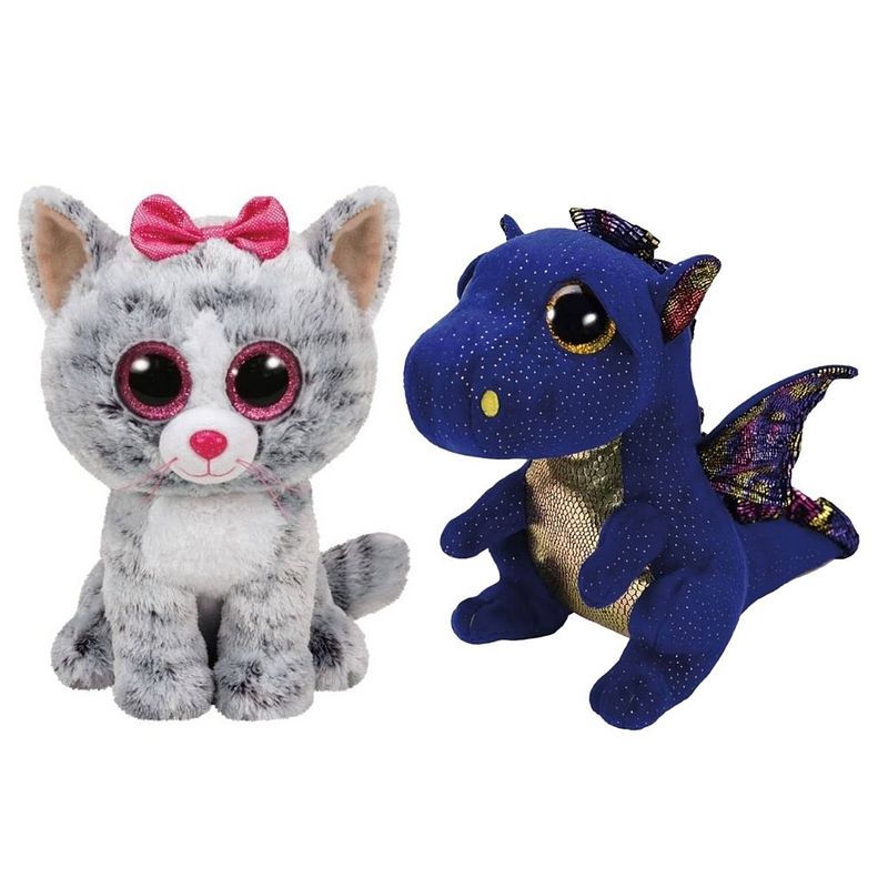 Foto van Ty - knuffel - beanie buddy - kiki cat & saffire dragon