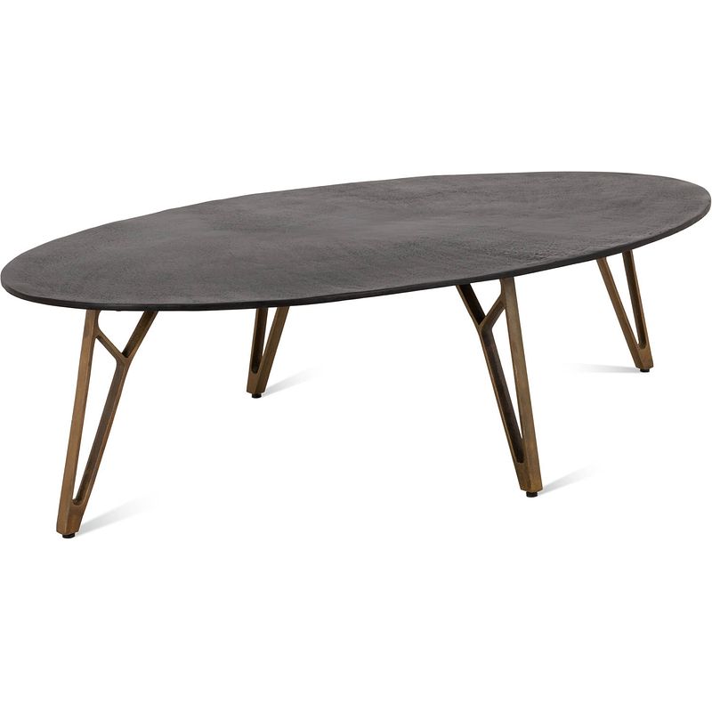 Foto van Benoa clarksville black / antique bronze oval coffee table 139 cm