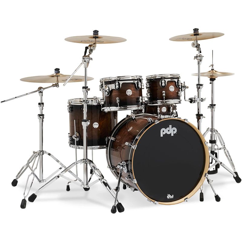 Foto van Pdp drums pdcmx2215wc concept maple exotic walnut to charcoal burst 5d. shellset