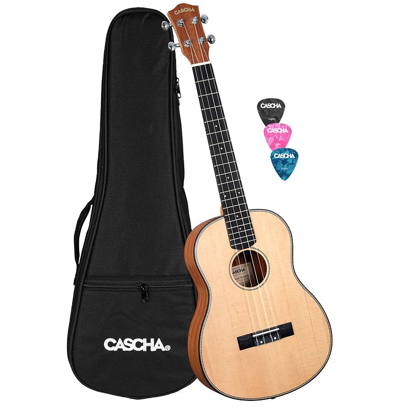 Foto van Cascha hh 2244 bariton ukelele massief spar bovenblad met gigbag