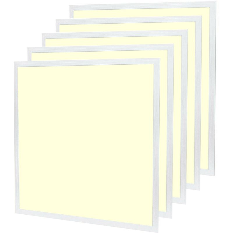 Foto van Led paneel 60x60 5 pack - aigi limno slim - warm wit 3000k - 32w - smart led - slimme led - dimbaar - inbouw vierkant -