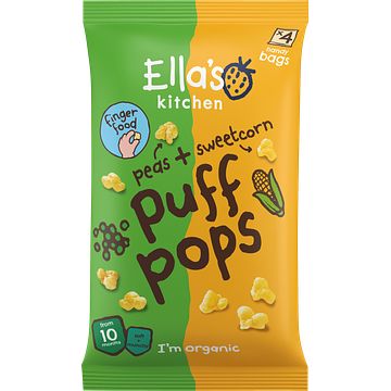 Foto van Ella's kitchen puff pops erwt + mais 10+ biologisch 4 x 9g bij jumbo