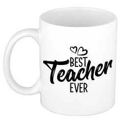 Foto van Best teacher ever leraren cadeau mok / beker wit - feest mokken