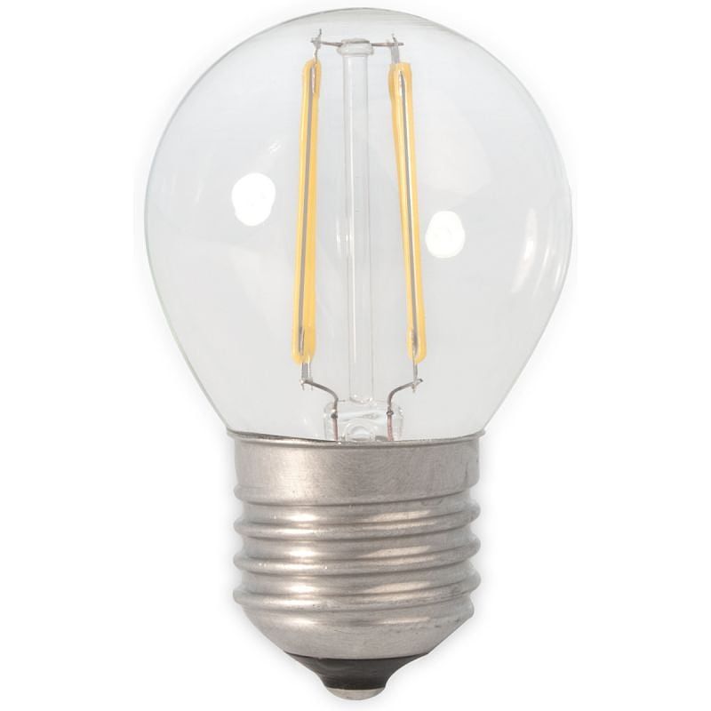 Foto van Calex led full glass filament ball-lamp 240v 3,5w 350lm e27 p45, clear 2700k cri80 dimmable, energy label a++