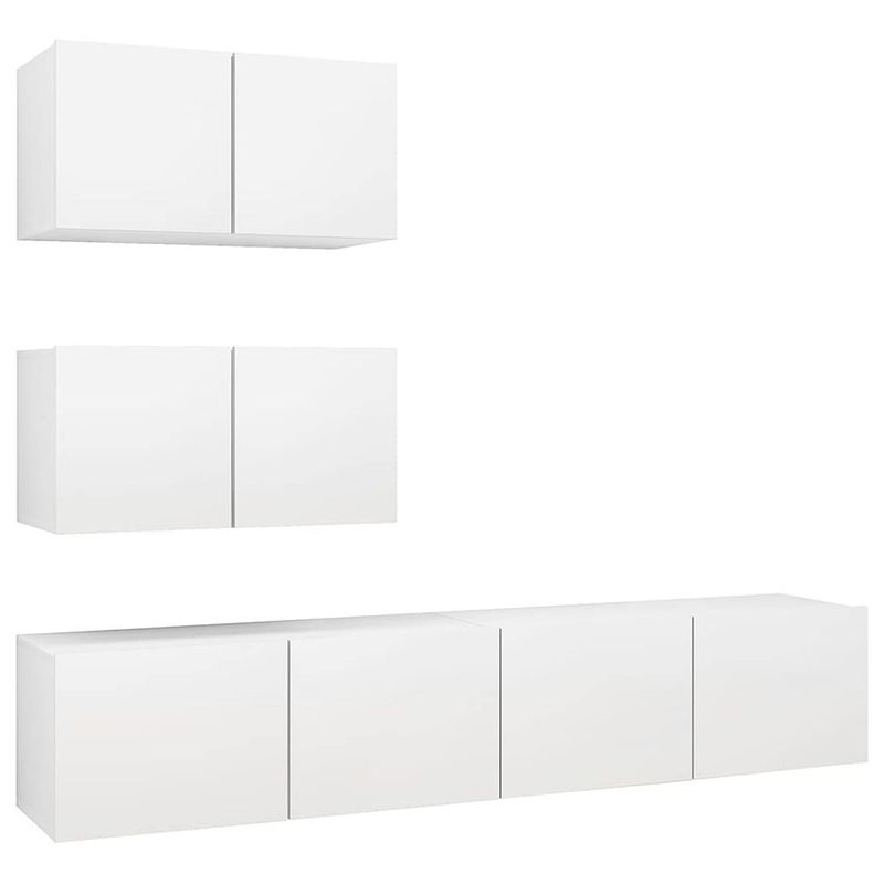 Foto van The living store hangende tv-kasten - tv meubelset - 60 x 30 x 30 cm - 80 x 30 x 30 cm - wit - spaanplaat