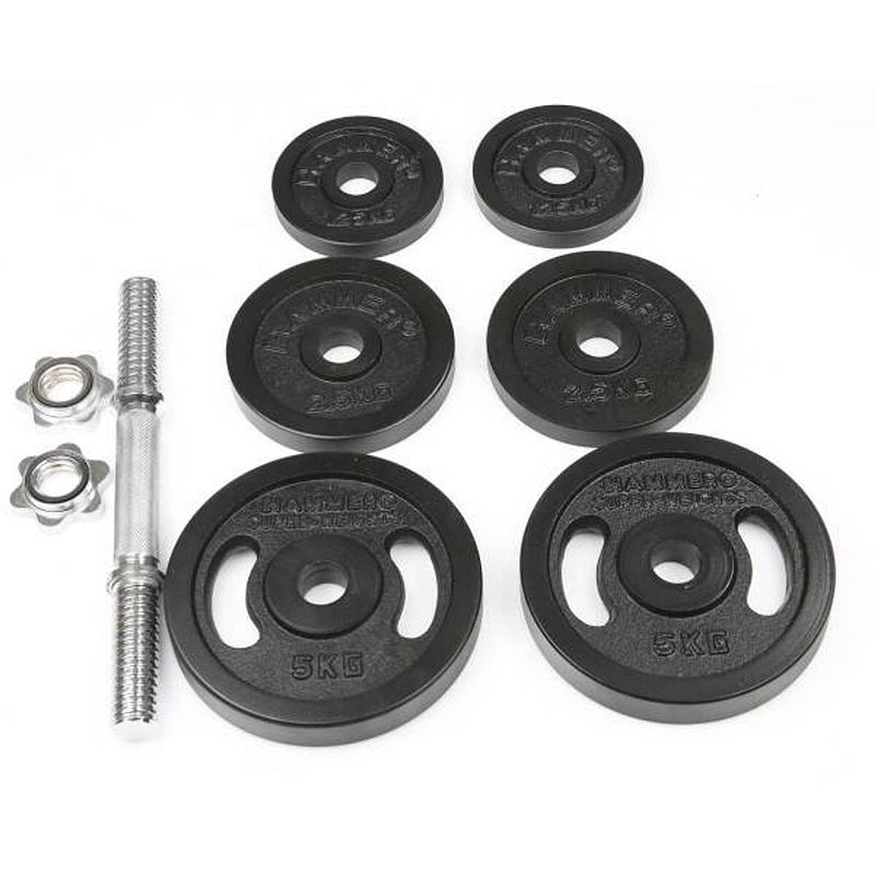 Foto van Hammer fitness dumbbell set zwart 20 kg - gietijzer - 30mm - gietijzer