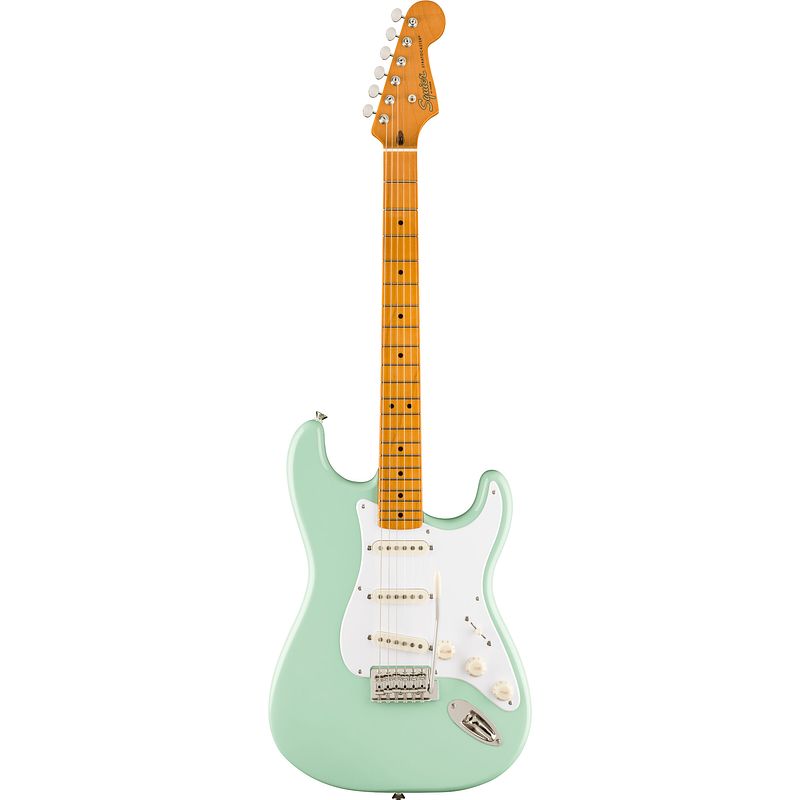 Foto van Squier fsr classic vibe 's50s stratocaster mn surf green elektrische gitaar