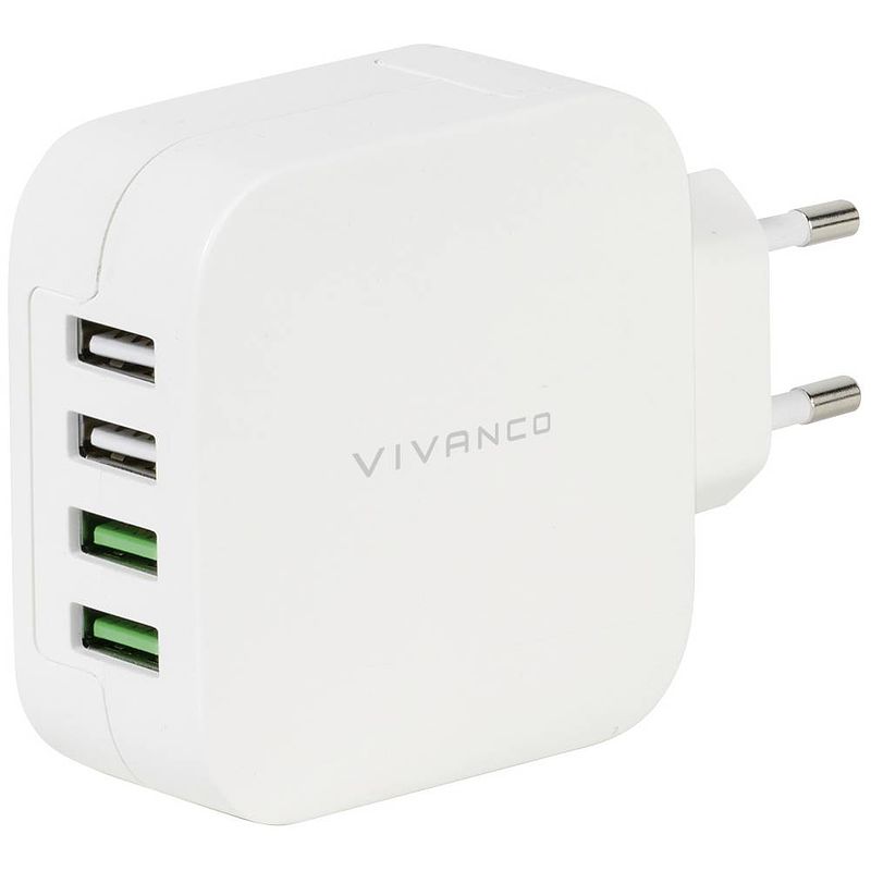 Foto van Vivanco chargvvusb4.8aw 37564 usb-oplader thuis uitgangsstroom (max.) 4.8 a 4 x usb 2.0 bus a