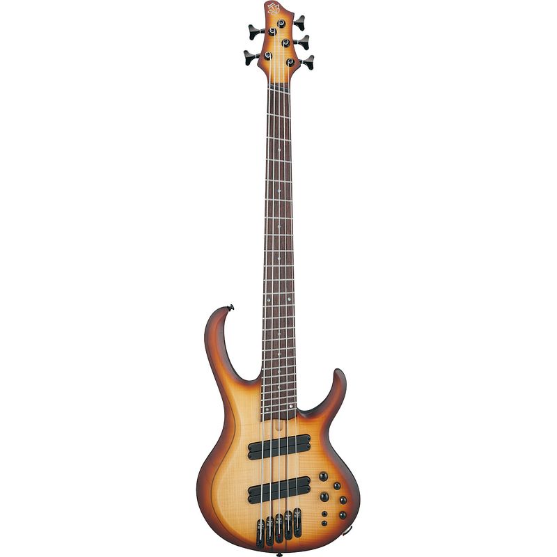 Foto van Ibanez btb705lm bass workshop natural browned burst flat 5-snarige elektrische basgitaar