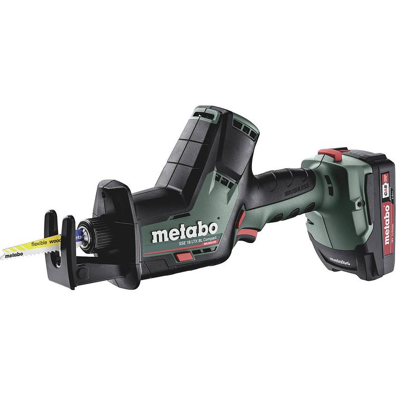 Foto van Metabo sse 18 ltx bl compact accu-reciprozaag 602366500 sse 18 ltx bl compact incl. 2 accus, incl. koffer 18 v 2.0 ah