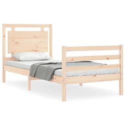 Foto van The living store bedframe massief grenenhout - 205.5 x 105.5 x 100 cm - multiplex lattenbodem