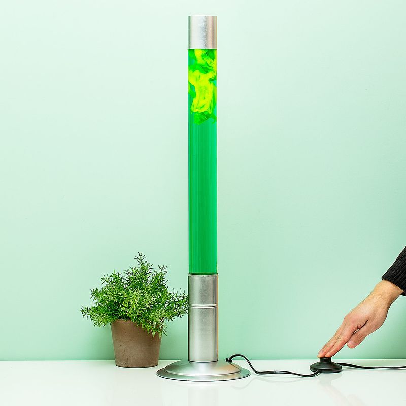 Foto van Xxl lavalamp - zilveren basis met groen en geel