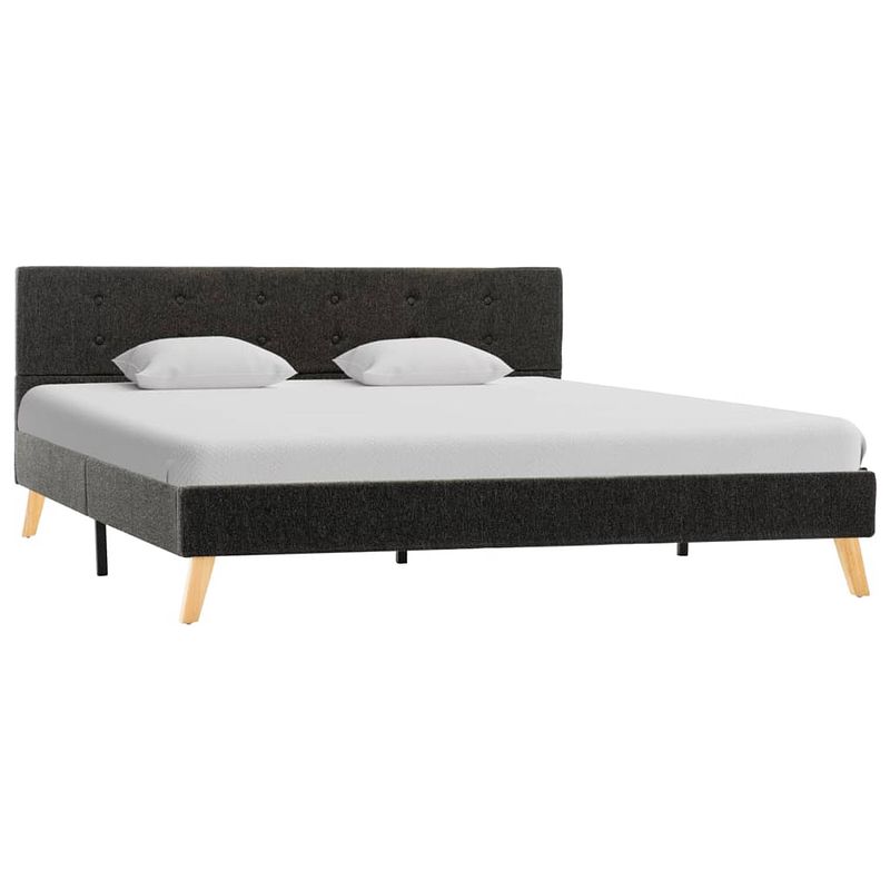 Foto van The living store platformbed - donkergrijs - 200 x 160 cm - stevig houten bedframe