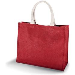Foto van Jute rode shopper/boodschappen tas 42 cm - boodschappentassen