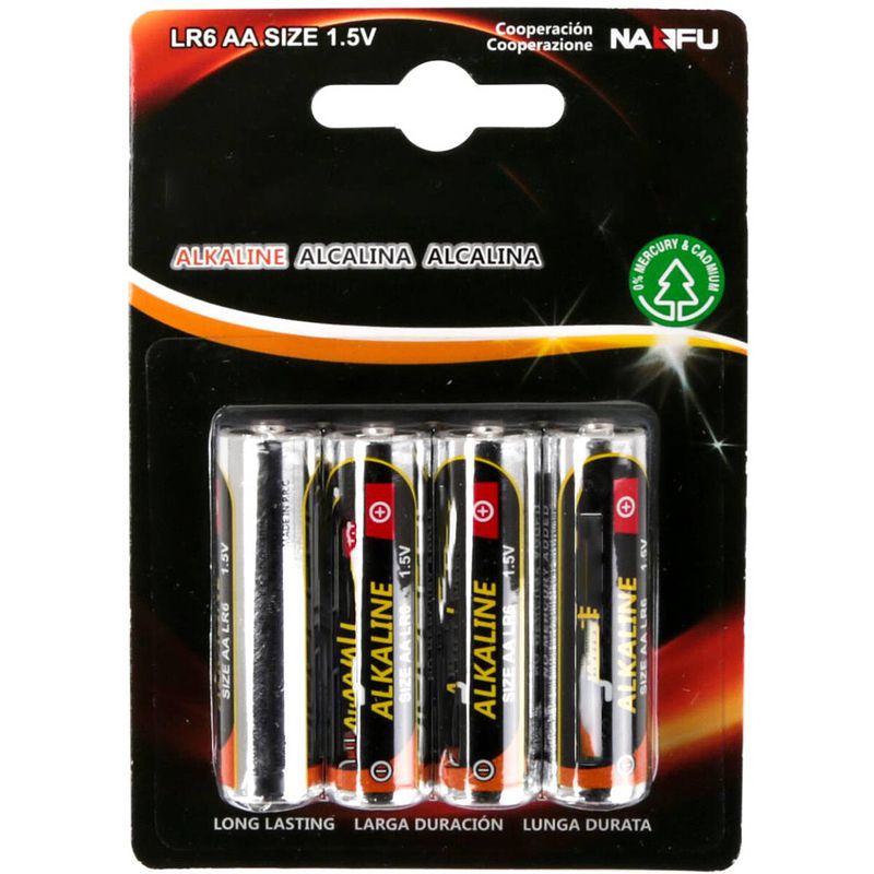 Foto van Batterij - aigi baty - aa/lr06 - 1.5v - alkaline batterijen - 4 stuks