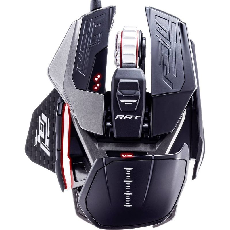 Foto van Madcatz r.a.t. x3 gaming-muis usb optisch zwart 10 toetsen 16000 dpi verlicht, ergonomisch, polssteun, geïntegreerd profielgeheugen