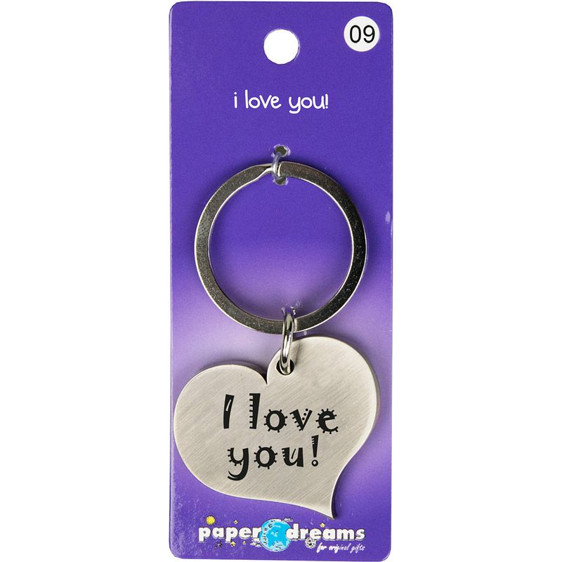 Foto van Paper dreams sleutelhanger i love you hart 10 x 4 cm ijzer zilver