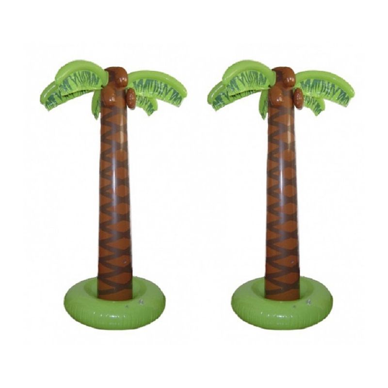 Foto van 2x stuks opblaasbare deco palmboom 165 cm - opblaasfiguren