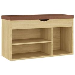 Foto van The living store schoenenbank sonoma eiken - spaanplaat/mdf - 80x30x47 cm