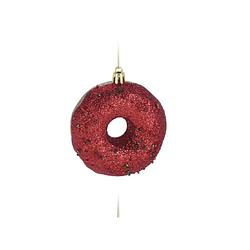 Foto van 1x kerstboomversiering donut ornamenten rood 8,5 cm - kersthangers