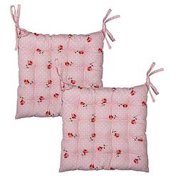 Foto van Haes deco - set van 2 sierkussens - 40x40x4 cm - 100% katoen - dotty rose