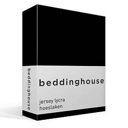 Foto van Beddinghouse jersey lycra hoeslaken - 95% gebreide katoen - 5% lycra - 2-persoons (140/160x200/220 cm) - black