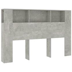 Foto van The living store wandhoofdbordkast betongrijs - 160 x 18.5 x 104.5 cm - praktisch - hoogwaardig - met extra