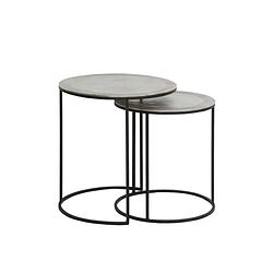 Foto van Side table s/2 41x46+49x52 cm talca raw nickel