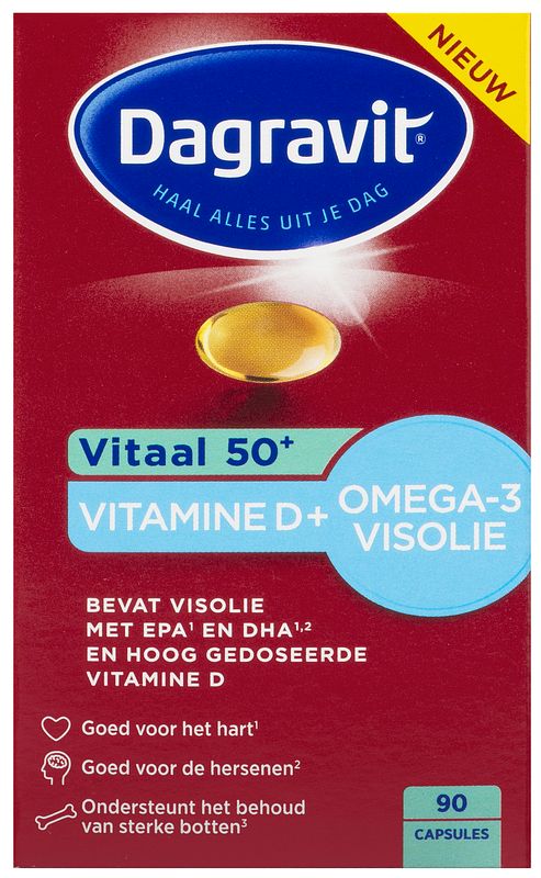 Foto van Dagravit vitaal 50+ vitamine d + omega-3 visolie capsules