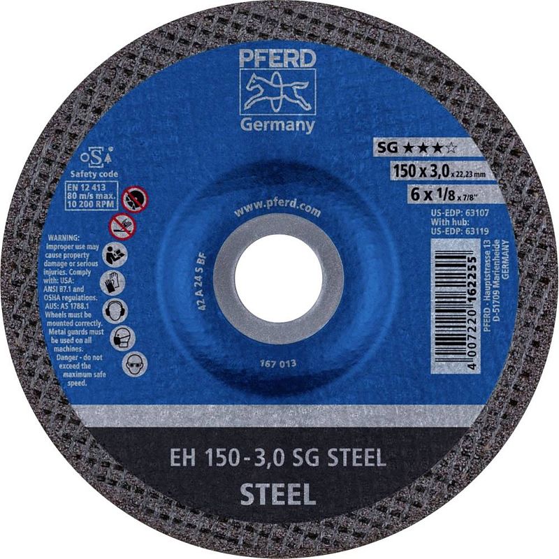 Foto van Pferd eh 150-3,0 sg steel 61323122 doorslijpschijf gebogen 150 mm 22.23 mm 25 stuk(s)