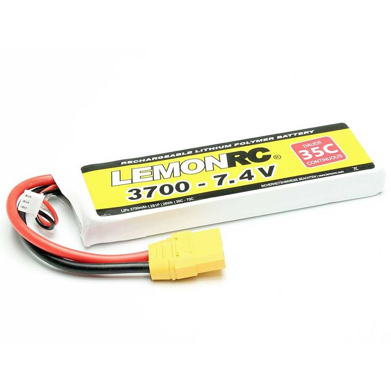 Foto van Lemonrc lipo accupack 7.4 v 3700 mah aantal cellen: 2 35 c softcase xt90