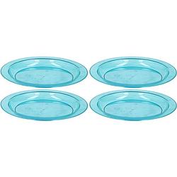 Foto van 4x blauwe plastic borden/bordjes 20 cm - bordjes