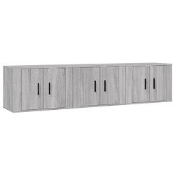 Foto van The living store tv-wandmeubel - grijs sonoma eiken - 3 stuks - 57 x 34.5 x 40 cm - klassiek design