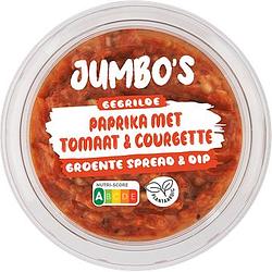 Foto van Jumbo'ss gegrilde paprika met tomaat & courgette groente spread & dip 150 g