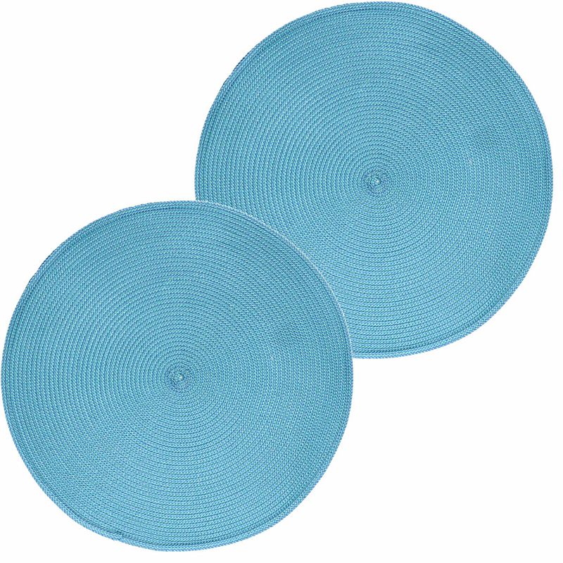 Foto van 6x ronde onderleggers/placemats voor borden turquoise 38 cm - placemats