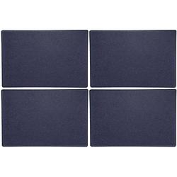 Foto van 4x stuks rechthoekige placemats met ronde hoeken polyester navy blauw 30 x 45 cm - placemats