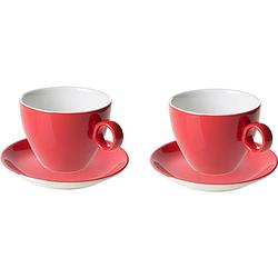 Foto van Maastricht porselein cappuccinokop en schotel bart colour cafe 23 cl 15 cm rood porselein 2 stuk(s)