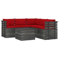 Foto van Vidaxl 6-delige loungeset met kussens pallet massief grenenhout