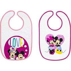 Foto van Disney slabbetjes minnie mouse 40 cm katoen wit/roze 2 stuks