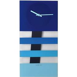 Foto van Nextime klok 2855bl bold stripes, 38x19 cm, wall, blue