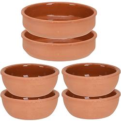 Foto van 6x tapas schaaltjes set 150 ml en 450 ml terracotta - stenen bakjes - snack en tapasschalen