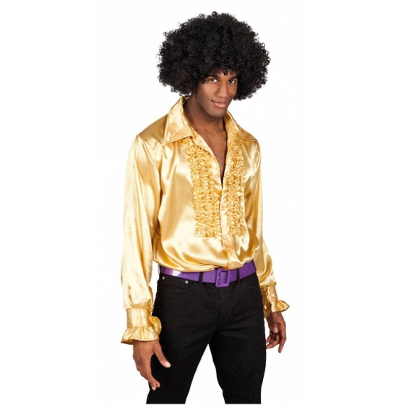 Foto van Voordelige gouden rouche blouse xl - carnavalsblouses