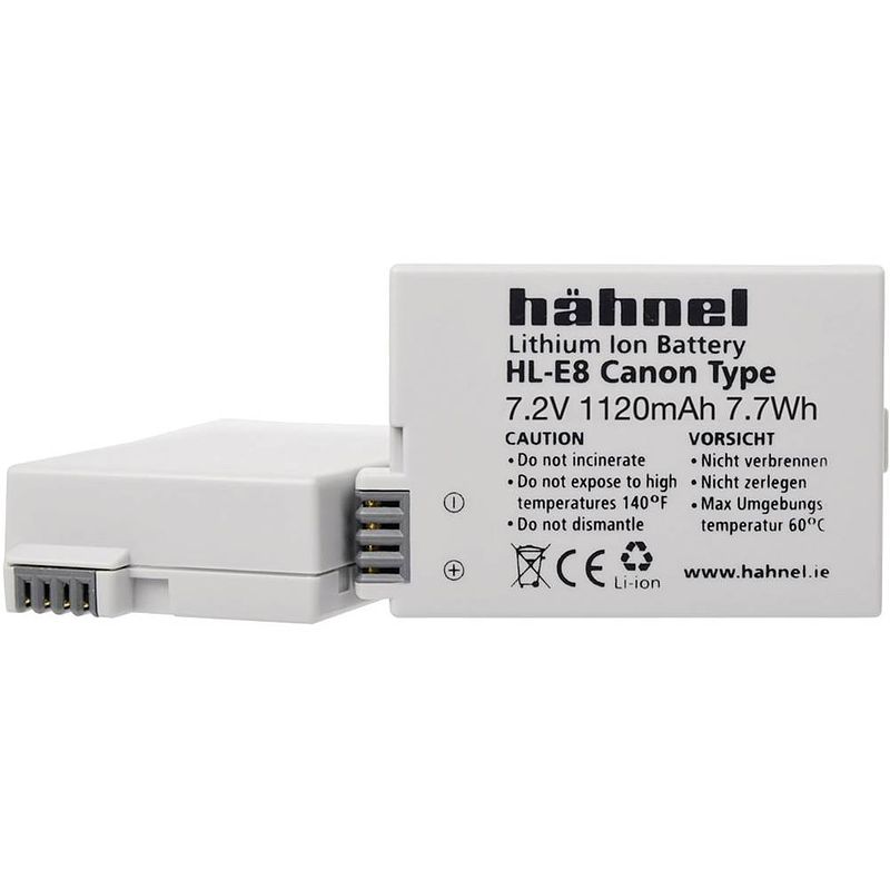 Foto van Hähnel fototechnik hl-e8 camera-accu vervangt originele accu lp-e8 7.2 v 1120 mah