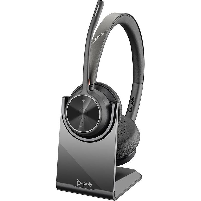 Foto van Poly voyager 4320 uc on ear headset bluetooth telefoon stereo zwart ruisonderdrukking (microfoon), noise cancelling microfoon uitschakelbaar (mute)