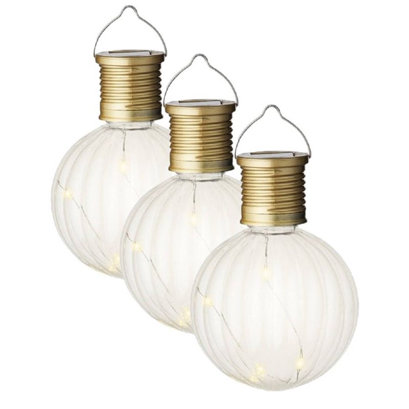 Foto van 3x buiten led lampion solar verlichting 11 cm - lampionnen