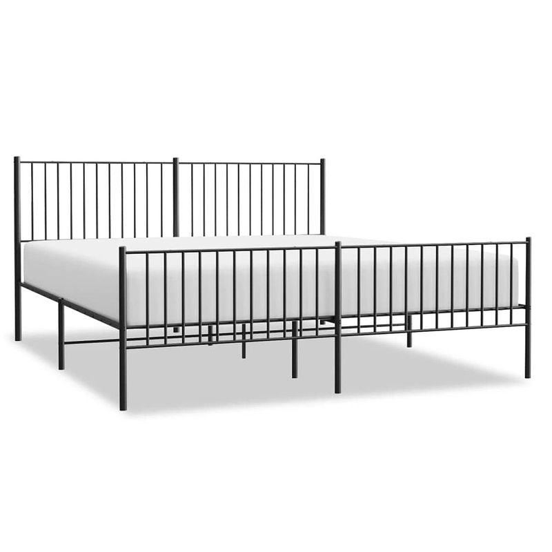 Foto van Vidaxl bedframe met hoofd- en voeteneinde metaal zwart 180x200 cm