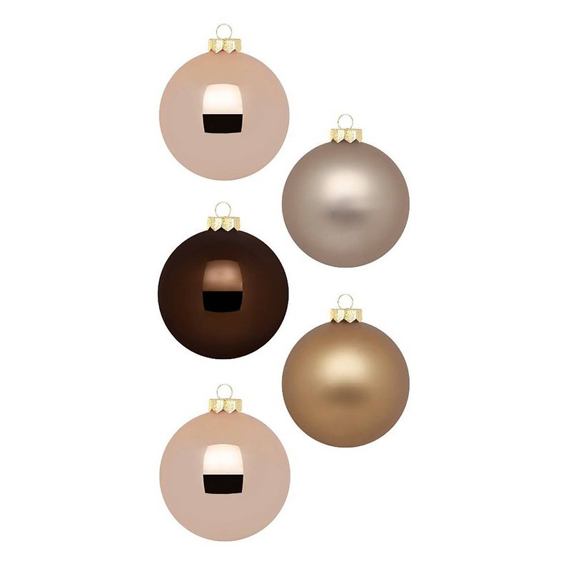 Foto van 20x stuks glazen kerstballen elegant bruin mix 6 cm glans en mat - kerstbal