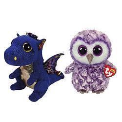 Foto van Ty - knuffel - beanie buddy - saffire dragon & moonlight owl