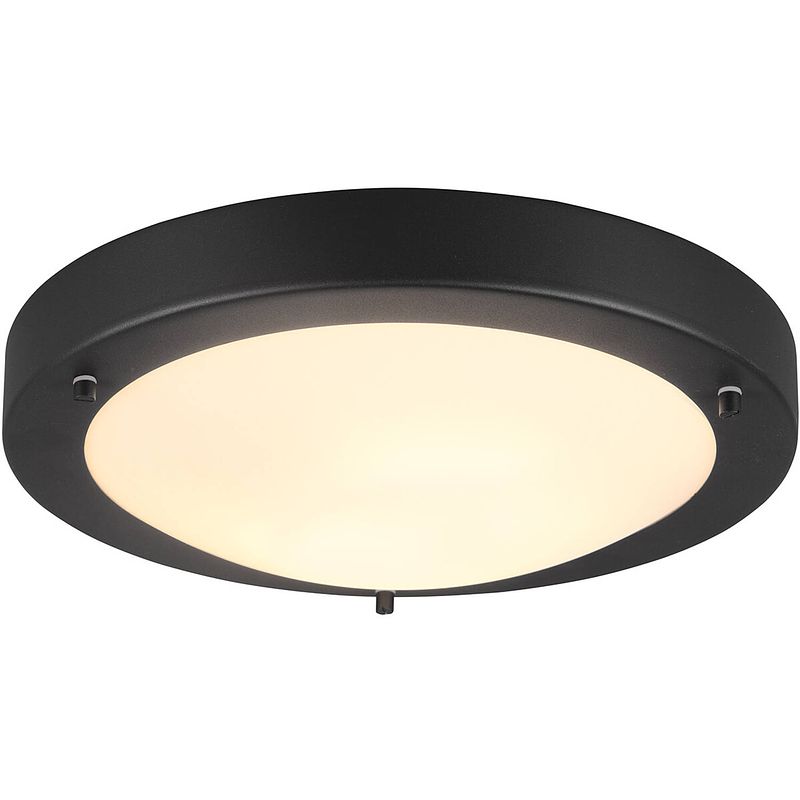 Foto van Led plafondlamp - badkamerlamp - trion condi - opbouw rond - spatwaterdicht ip44 - e27 fitting - mat zwart aluminium -